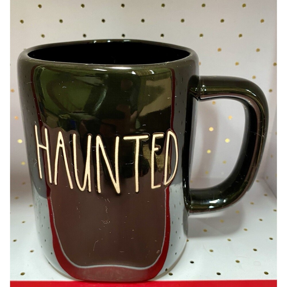 Rae Dunn Artisan Collection HAUNTED Black Coffee Mug Cup Magenta 2019 Halloween